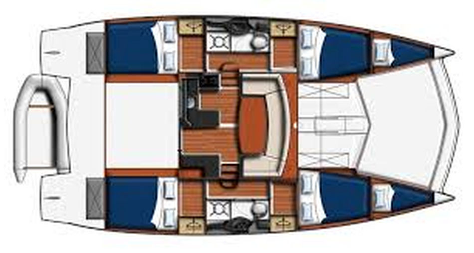 Leopard 39PC Power Catamaran  deck layout